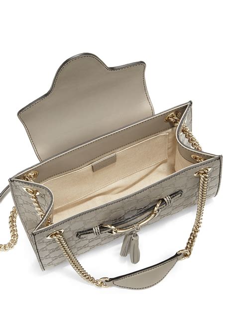 gucci grey old libeccio pebble leather strappy|Gucci Handbags Grey Leather .